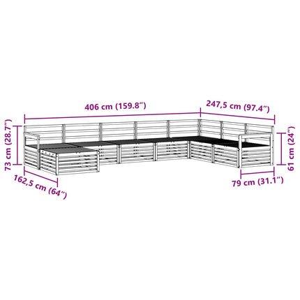 Utomhussoffset 8 st Naturfärg Massivt Akaciaträ