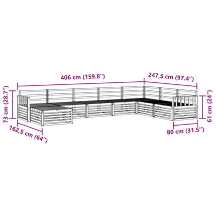 Utomhussoffset 8 pcs Naturfärg