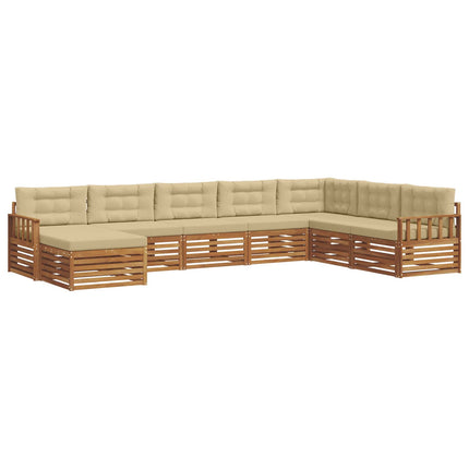 Utomhussoffset 8 st Naturlig och Beige Massivt Akaciaträ