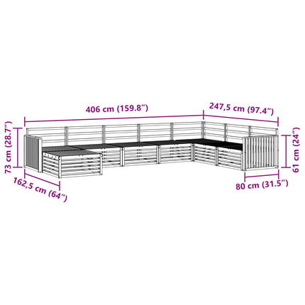 Utomhussoffset 8 pcs Naturfärg