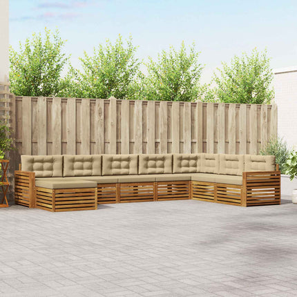 Utomhussoffset med kudde 8 pcs Naturlig och Beige