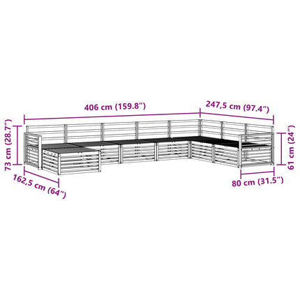 Utomhussoffset 8 st Naturfärg Massivt Akaciaträ