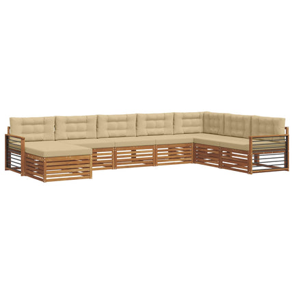 Utomhussoffset med kudde 8 pcs Naturlig och Beige
