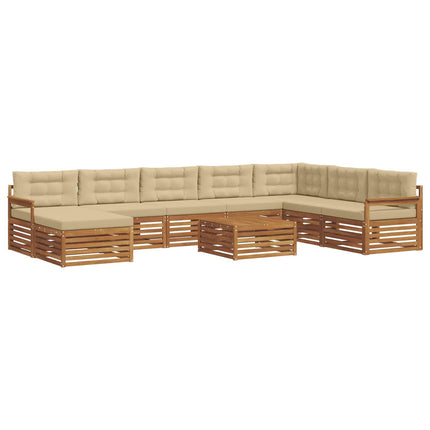 Utomhussoffset 9 pcs Naturlig och Beige Massivt Akaciaträ