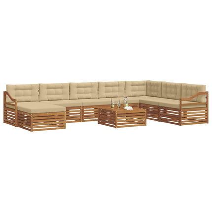 Utomhussoffset 9 pcs Naturlig och Beige Massivt Akaciaträ