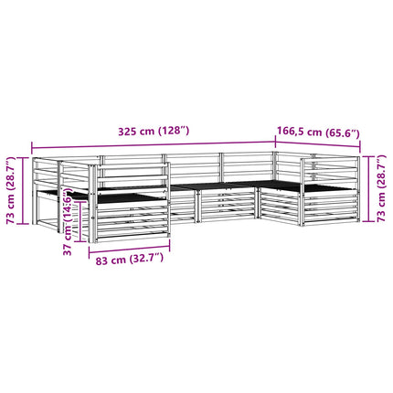 Utomhussoffset 6 pcs Naturfärg