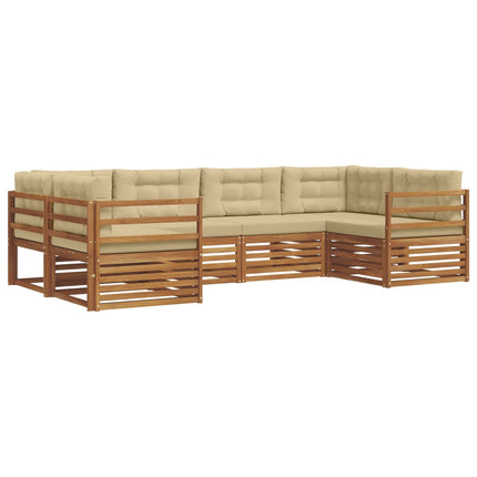 Utomhussoffset med kudde 6 pcs Naturlig och Beige