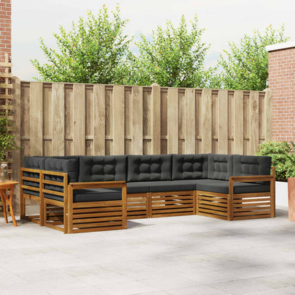 Utomhussoffset med kudde 6 pcs Naturlig och Antracit