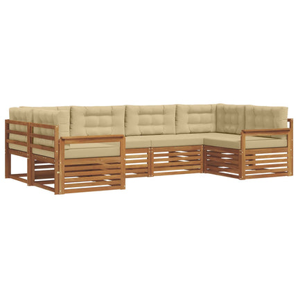 Utomhussoffset 6 st Naturlig och Beige Massivt Akaciaträ