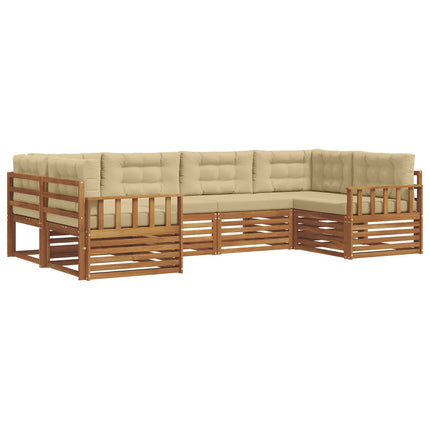 Utomhussoffset med kudde 6 pcs Naturlig och Beige