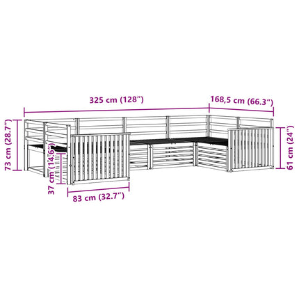 Utomhussoffset 6 pcs Naturfärg