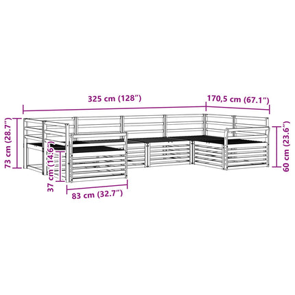 Utomhussoffset 6 pcs Naturfärg