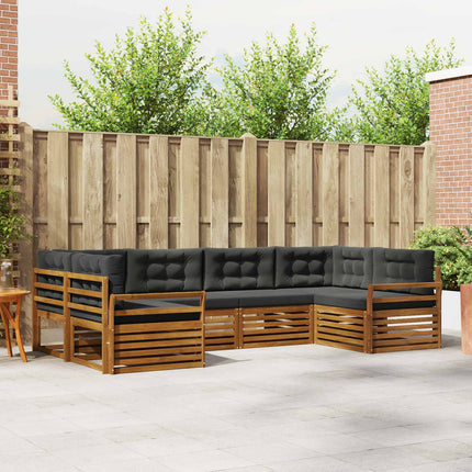 Utomhussoffset med kudde 6 pcs Naturlig och Antracit