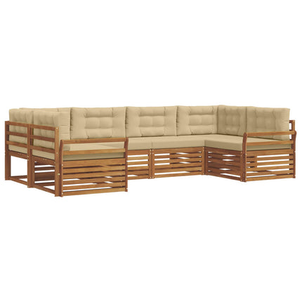 Utomhussoffset 6 st Naturlig och Beige Massivt Akaciaträ