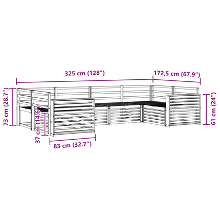 Utomhussoffset 6 pcs Naturfärg