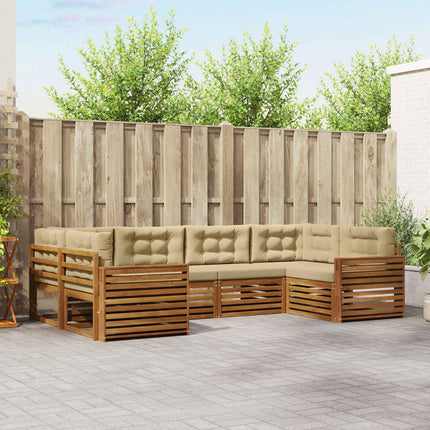 Utomhussoffset med kudde 6 pcs Naturlig och Beige