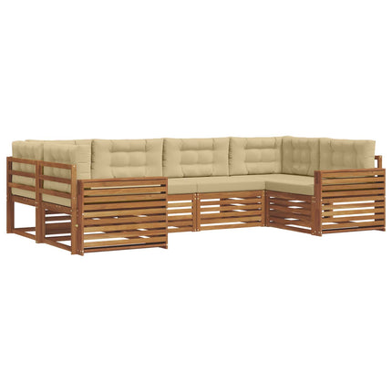 Utomhussoffset med kudde 6 pcs Naturlig och Beige