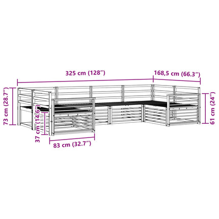 Soffgrupper 6 pcs Naturfärg Massivt Akaciaträ