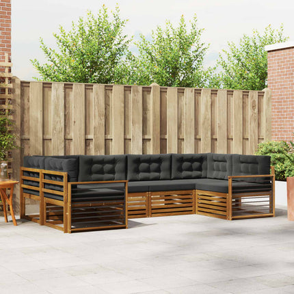 Utomhussoffset med kudde 6 pcs Naturlig och Antracit