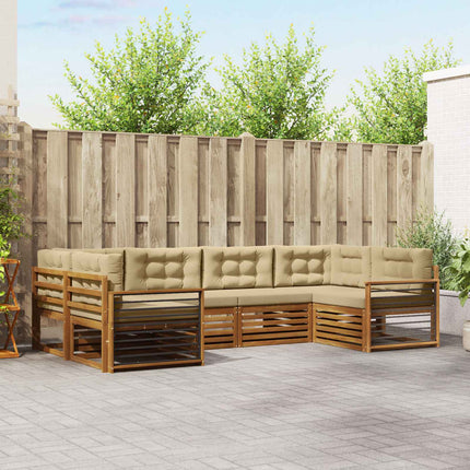 Utomhussoffset med kudde 6 pcs Naturlig och Beige