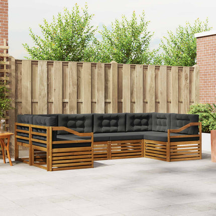 Utomhussoffset med kudde 6 pcs Naturlig och Antracit