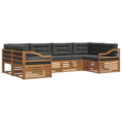 Utomhussoffset med kudde 6 pcs Naturlig och Antracit