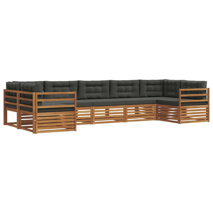 Utomhussoffset med kudde 7 pcs Naturlig och Antracit