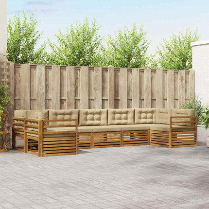 Utomhussoffset med kudde 7 pcs Naturlig och Beige