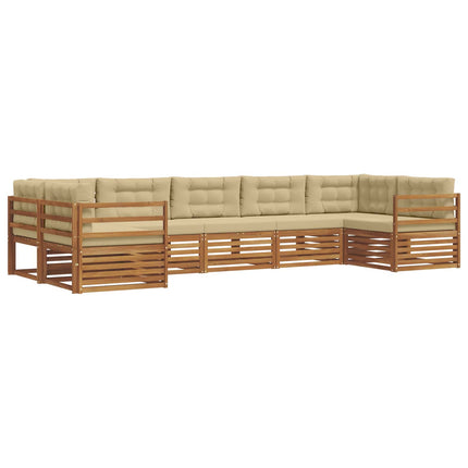 Utomhussoffset med kudde 7 pcs Naturlig och Beige