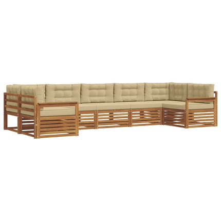 Utomhussoffset med kudde 7 pcs Naturlig och Beige