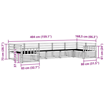 Utomhussoffset 7 st Naturfärg Massivt Akaciaträ