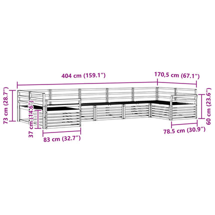Utomhussoffset 7 pcs Naturfärg