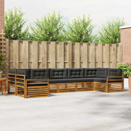 Utomhussoffset med kudde 7 pcs Naturlig och Antracit