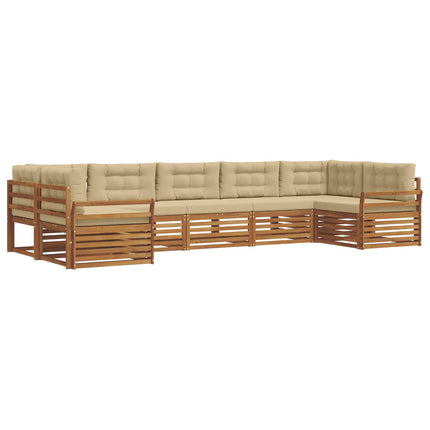 Utomhussoffset med kudde 7 pcs Naturlig och Beige