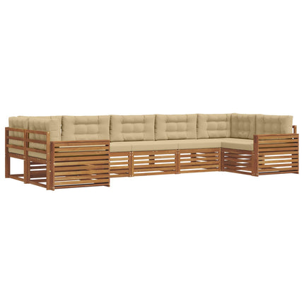Utomhussoffset med kudde 7 pcs Naturlig och Beige