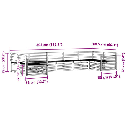 Utomhussoffset 7 st Naturfärg Massivt Akaciaträ