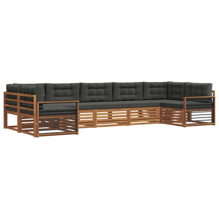 Utomhussoffset med kudde 7 pcs Naturlig och Antracit