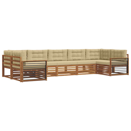 Utomhussoffset med kudde 7 pcs Naturlig och Beige
