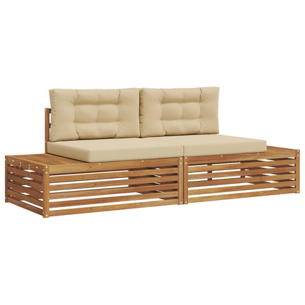 Utomhussoffset med kudde Naturlig och Beige 203,5 x 83 x 73 cm