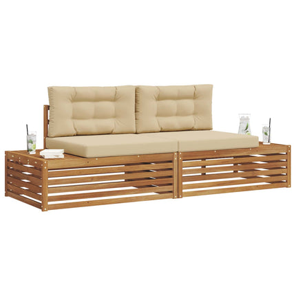 Utomhussoffset med kudde Naturlig och Beige 203,5 x 83 x 73 cm