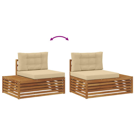 Utomhussoffset med kudde 3 Stycke Naturlig och Beige