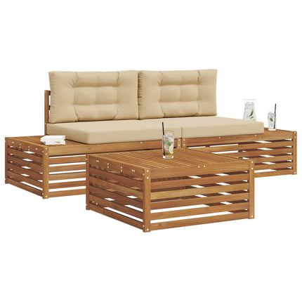 Utomhussoffset med kudde 3 Stycke Naturlig och Beige
