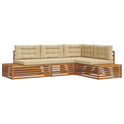 Utomhussoffset med kudde 4 Stycke Naturlig och Beige