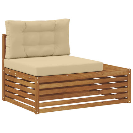 Utomhussoffset med kudde 4 Stycke Naturlig och Beige