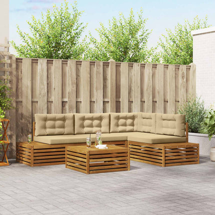 Utomhussoffset med kudde 5 Stycke Naturlig och Beige