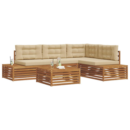 Utomhussoffset med kudde 5 Stycke Naturlig och Beige