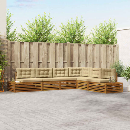 Utomhussoffset med kudde 6 Stycke Naturlig och Beige