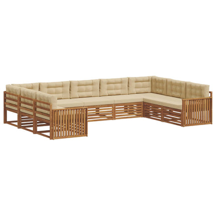 Utomhussoffset 9 st Naturlig och Beige Massivt Akaciaträ