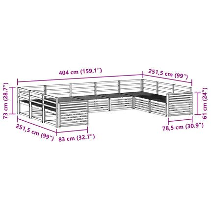 Utomhussoffset 9 pcs Naturfärg Massivt Akaciaträ