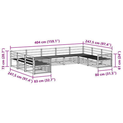 Utomhussoffset 9 st Naturfärg Massivt Akaciaträ